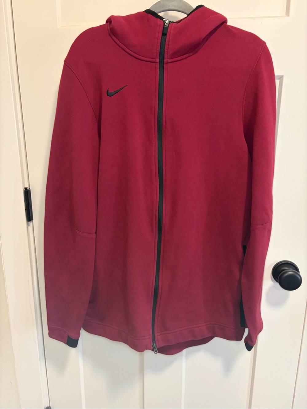 Nike Mens Red Dri-Fit Full-Zip Hooded Jacket Size Large